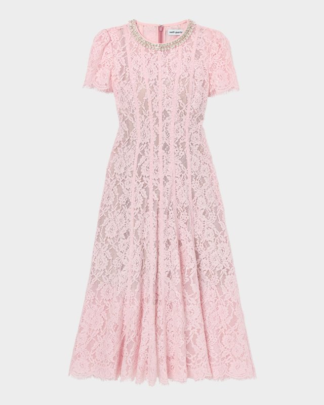 Embellished Lace Midi Dress